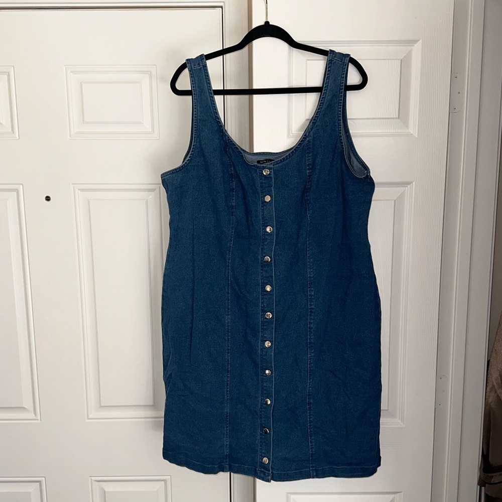 New Look Blue Denim Button Down Jean Dress Size 2X - Picture 1 of 8